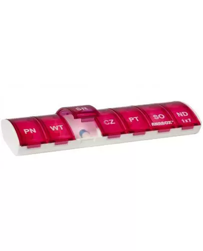 Kasetka na leki ANABOX 1 x 7 różowa 7 dniowa 1 sztuka zdjęcie