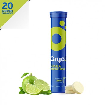 Oryal, tabletki musujące, smak limonkowo-cytrynowy, 20 sztuk