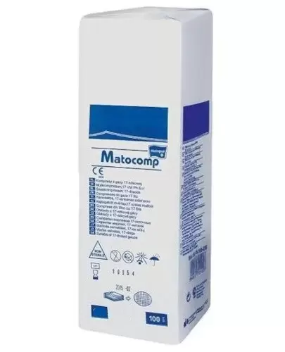 Matocomp kompresy niejałowe z gazy 13 nitkowej 12 warstwowe 5x5cm 100 sztuk zdjęcie