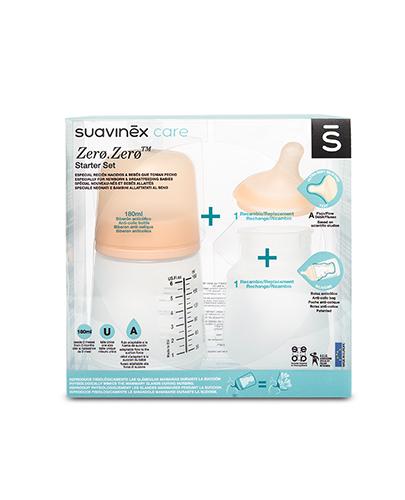Suavinex Care Zero Zero Starter Set Zestaw Butelka antykolkowa - 180 ml – 1 szt. - cena, opinie, właściwości zdjęcie