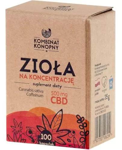 Kombinat Konopny zioła na koncentrację 100 kapsułek zdjęcie
