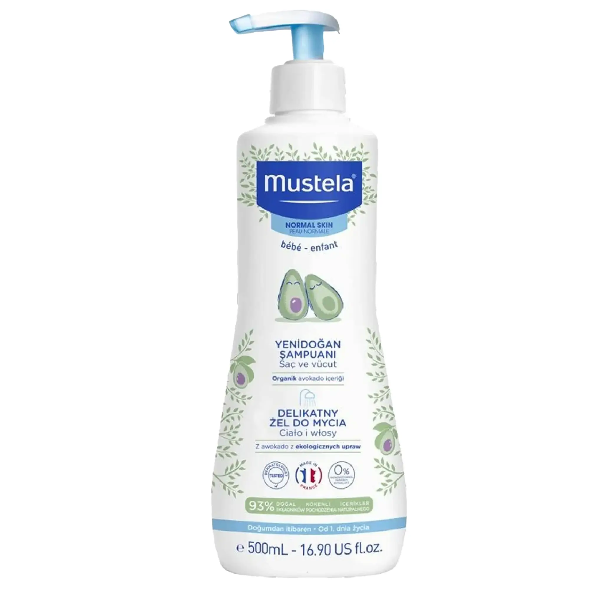 Mustela, Bebe Enfant, delikatny żel do mycia włosów i ciała, 500 ml zdjęcie