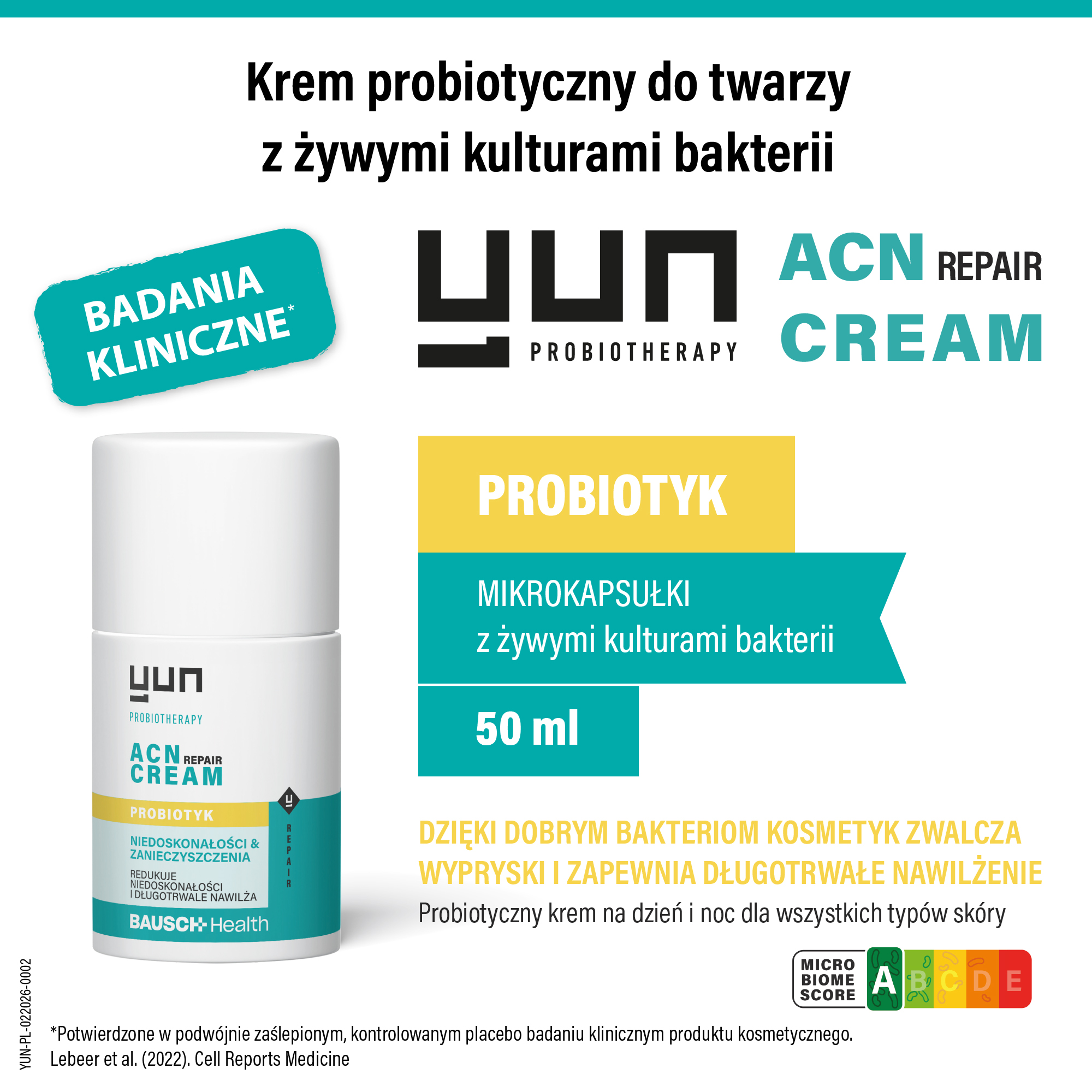 Yun Acn Repair Cream krem probiotyczny do twarzy, 50 ml