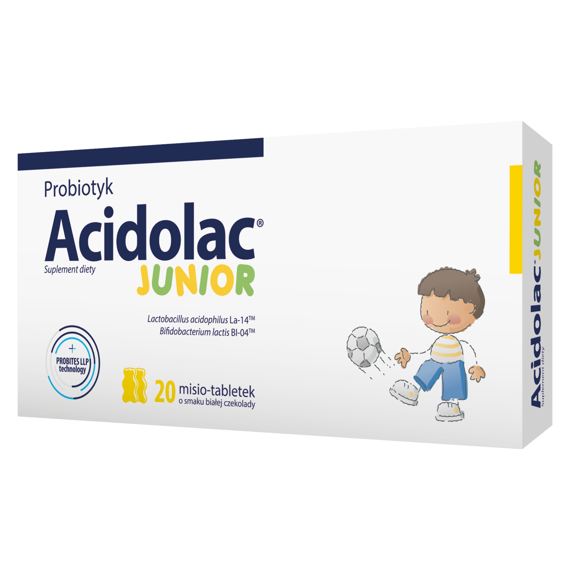 Acidolac Junior o smaku białej czekolady 20 misio-tabletek zdjęcie