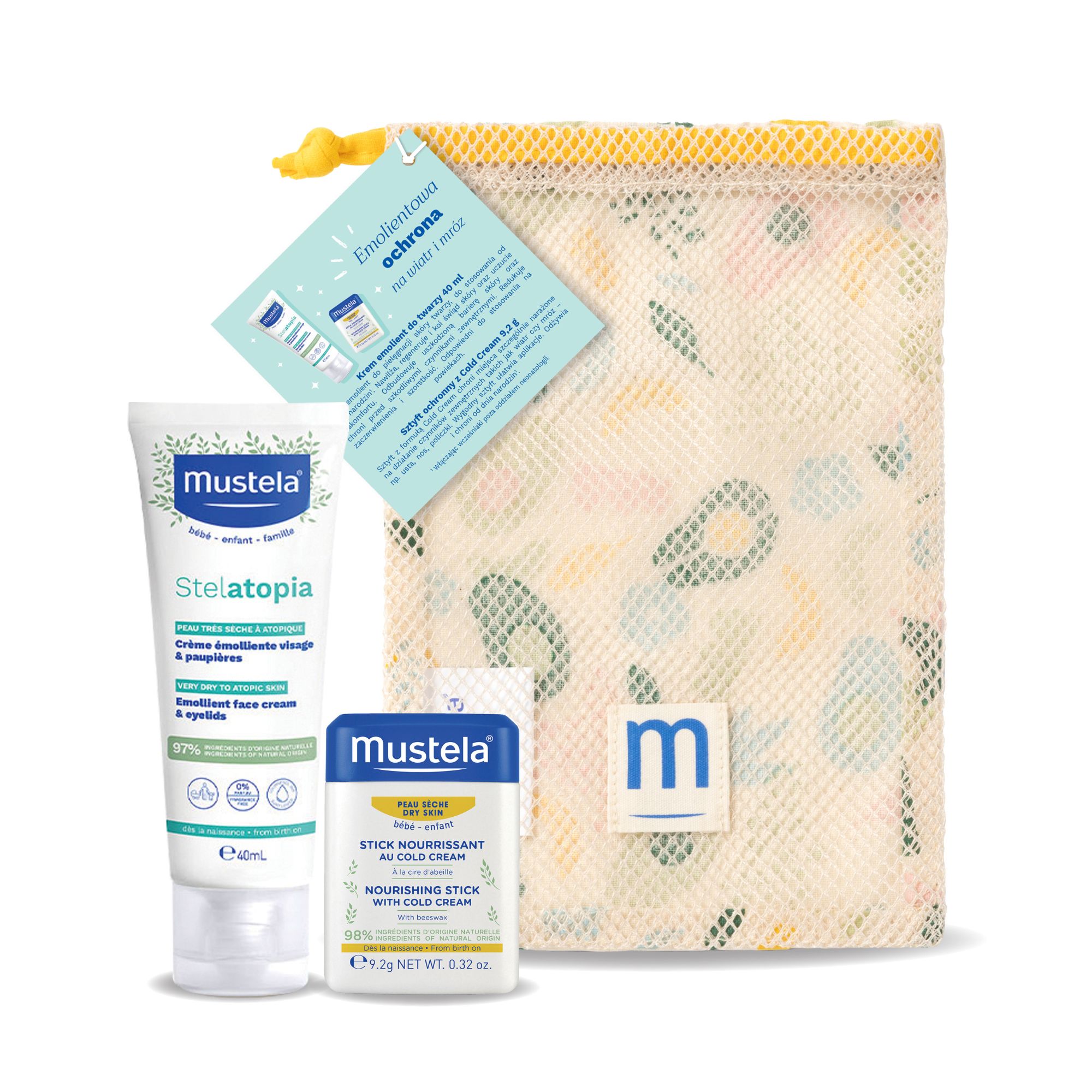 Mustela Zestaw Emolientowa ochrona na wiatr i mróz sztyft, 9,2 g + krem, 40 ml zdjęcie