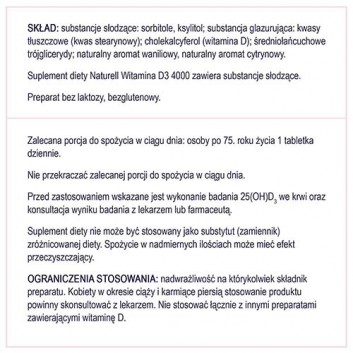 Naturell Witamina D3 4000 60 tabletek
