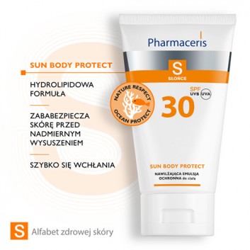 PHARMACERIS S SUN BODY PROTECT Nawilżająca emulsja ochronna do opalania ciała SPF30 150 ml