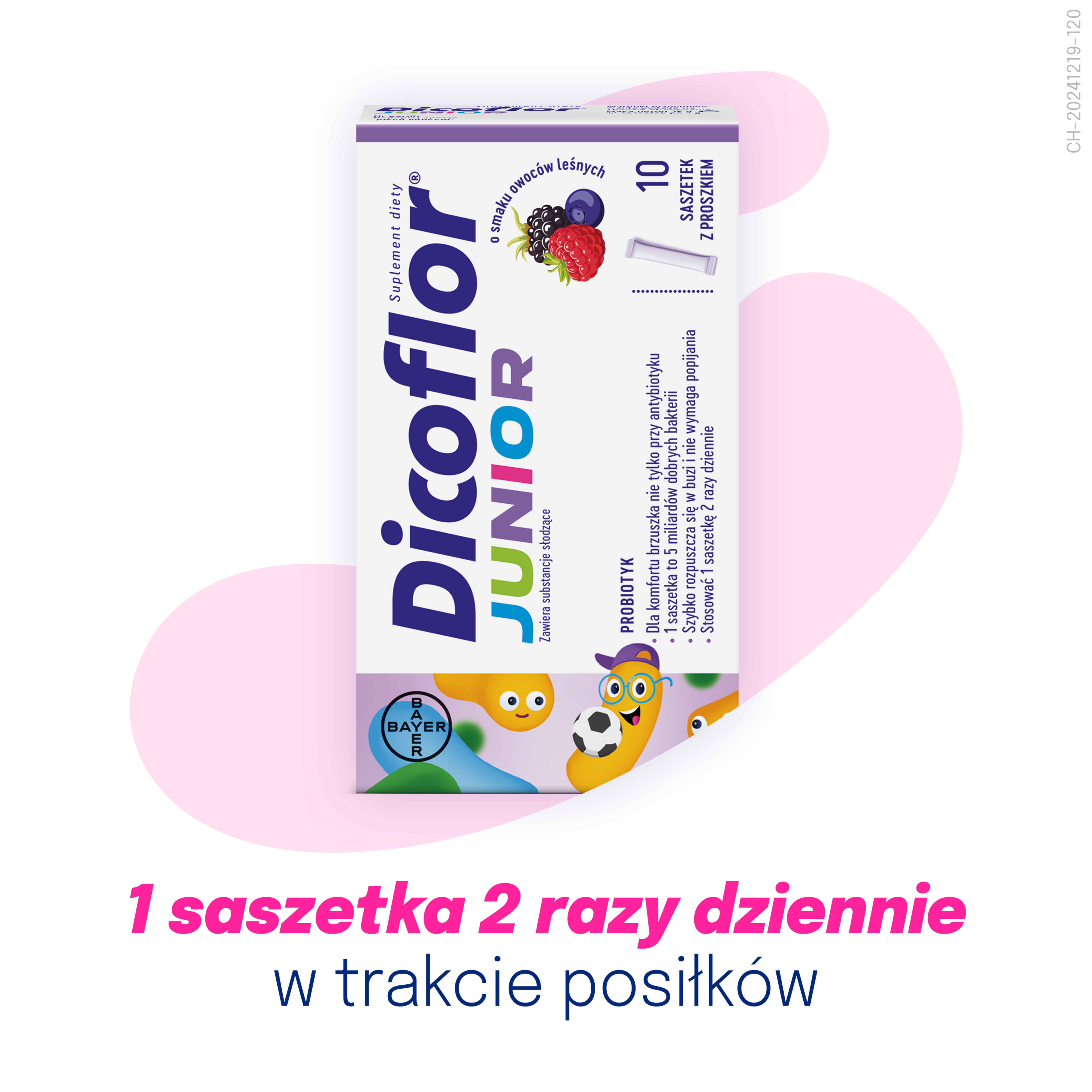 Dicoflor Junior o smaku owoców leśnych, saszetki, 10 sztuk