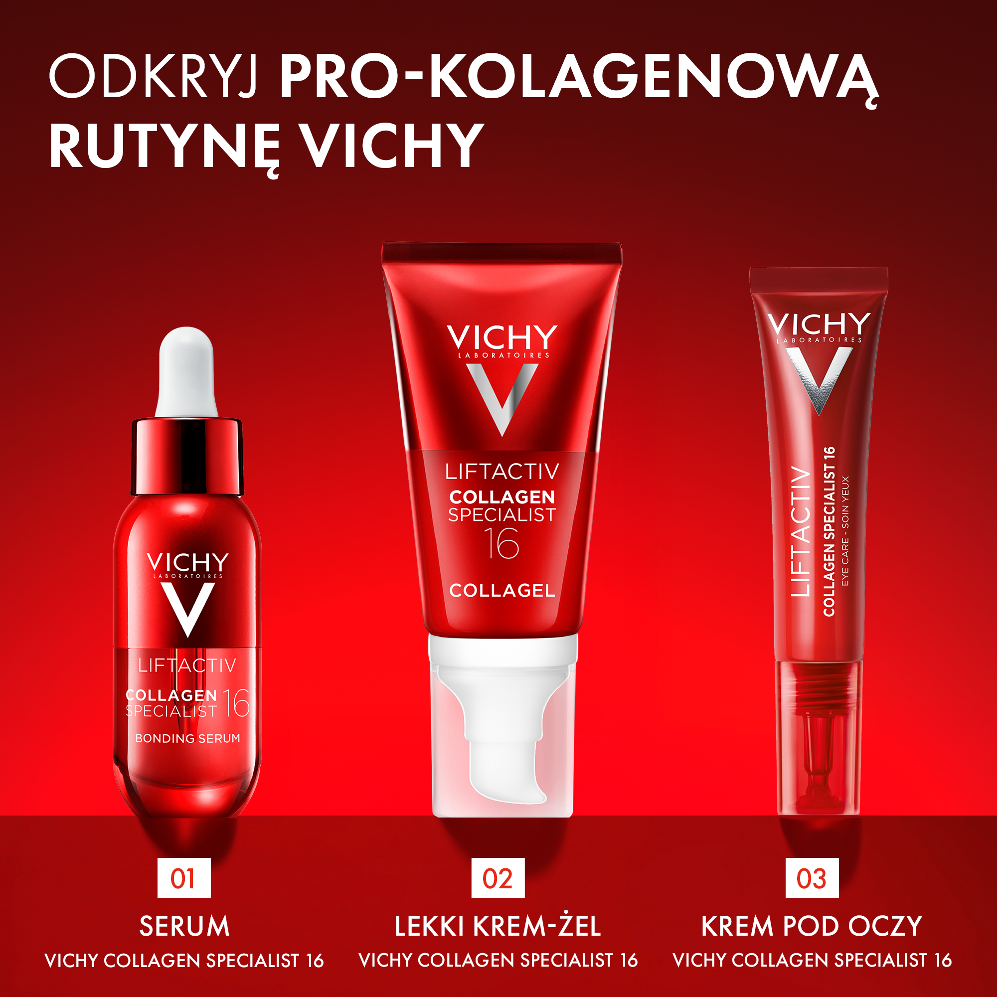 Vichy Liftactiv Collagen Specialist, lekki krem-żel podkręcający Glow, 50 ml