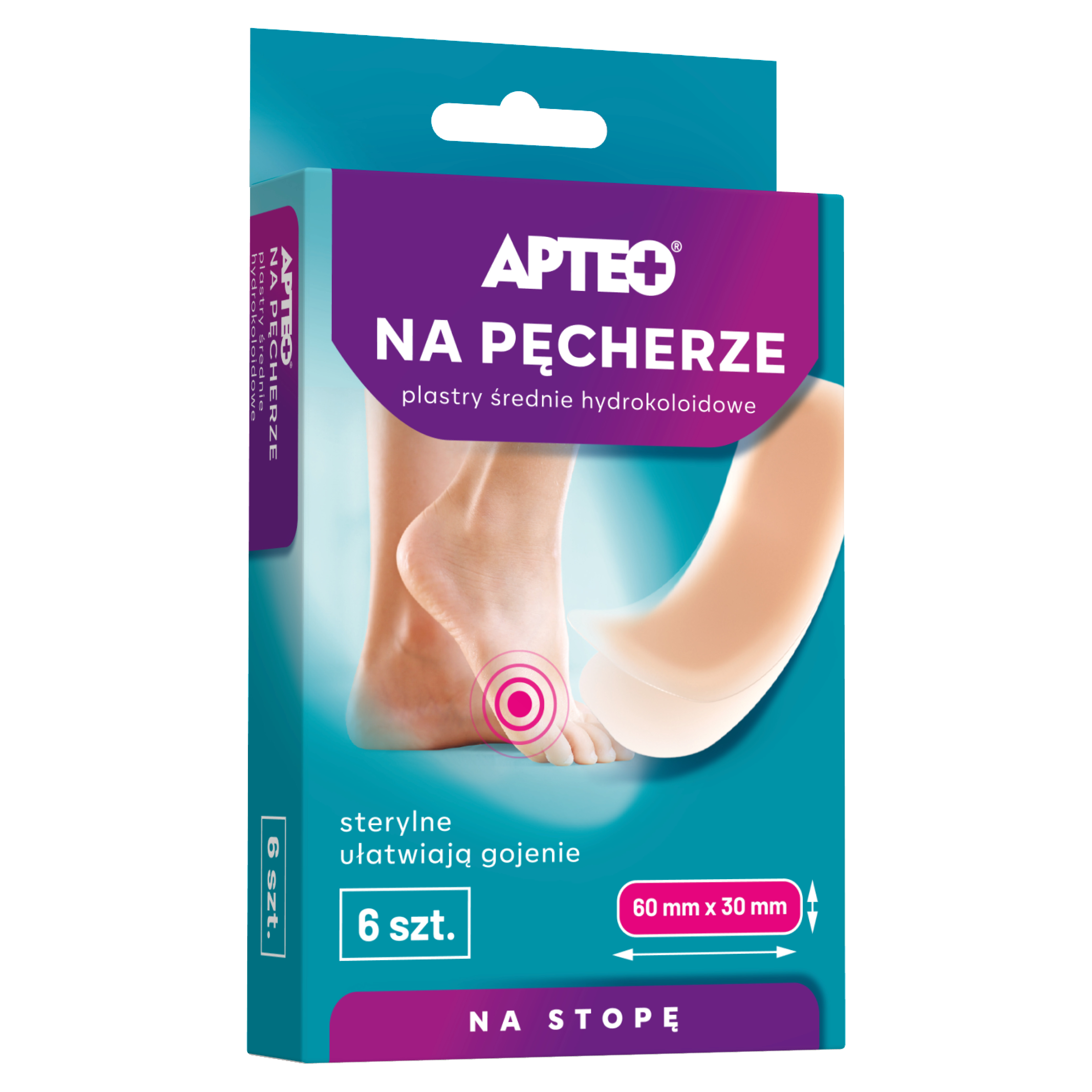 Apteo Na Pęcherze plastry średnie hydrokoloidowe 60 mm x 30 mm 6 sztuk zdjęcie