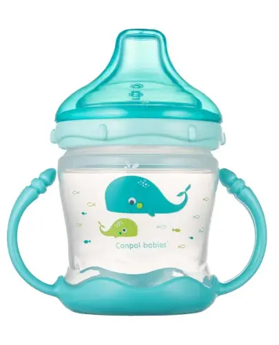 Canpol Babies Sweet fun kubek niekapek dla dzieci 9m+ niebieski 180 ml [57/300] zdjęcie