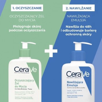 Cerave Żel oczyszczający do mycia, 473 ml + Emulsja nawilżająca do ciała, 473 ml [ZESTAW]
