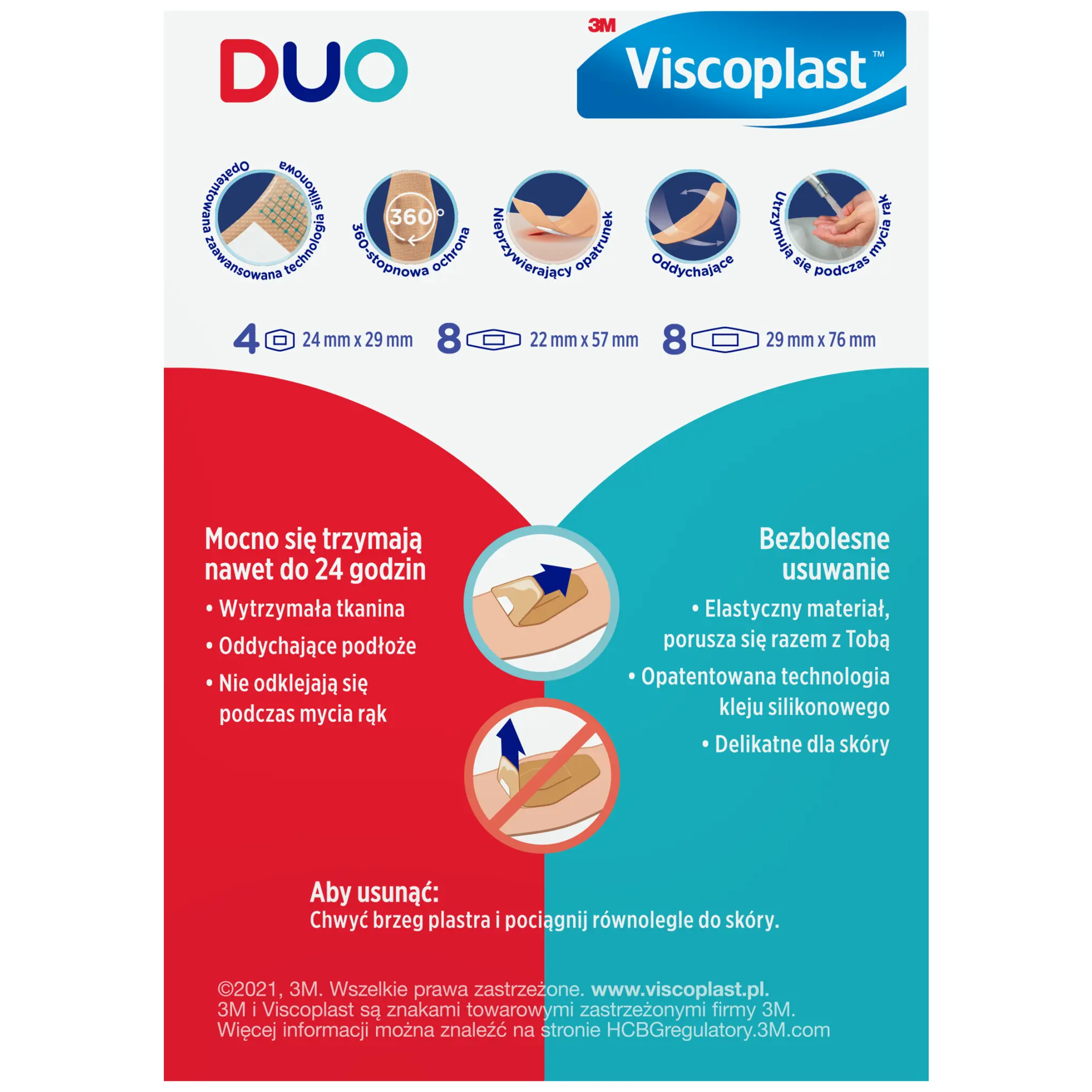 Viscoplast Duo zestaw plastrów 3 rozmiary kopertka 20 sztuk