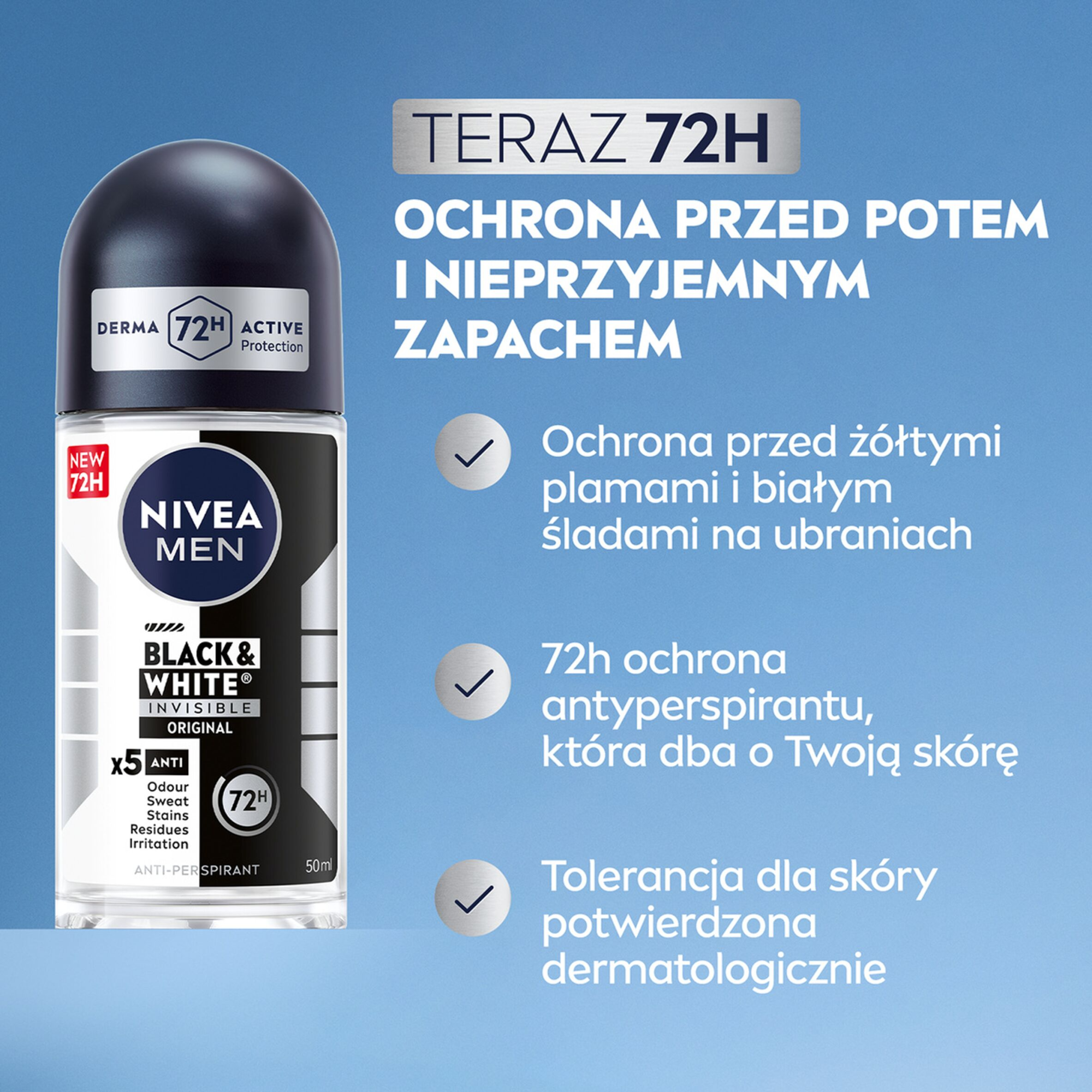 Nivea Men Black&White Invisible Original antyperspirant w kulce 50 ml