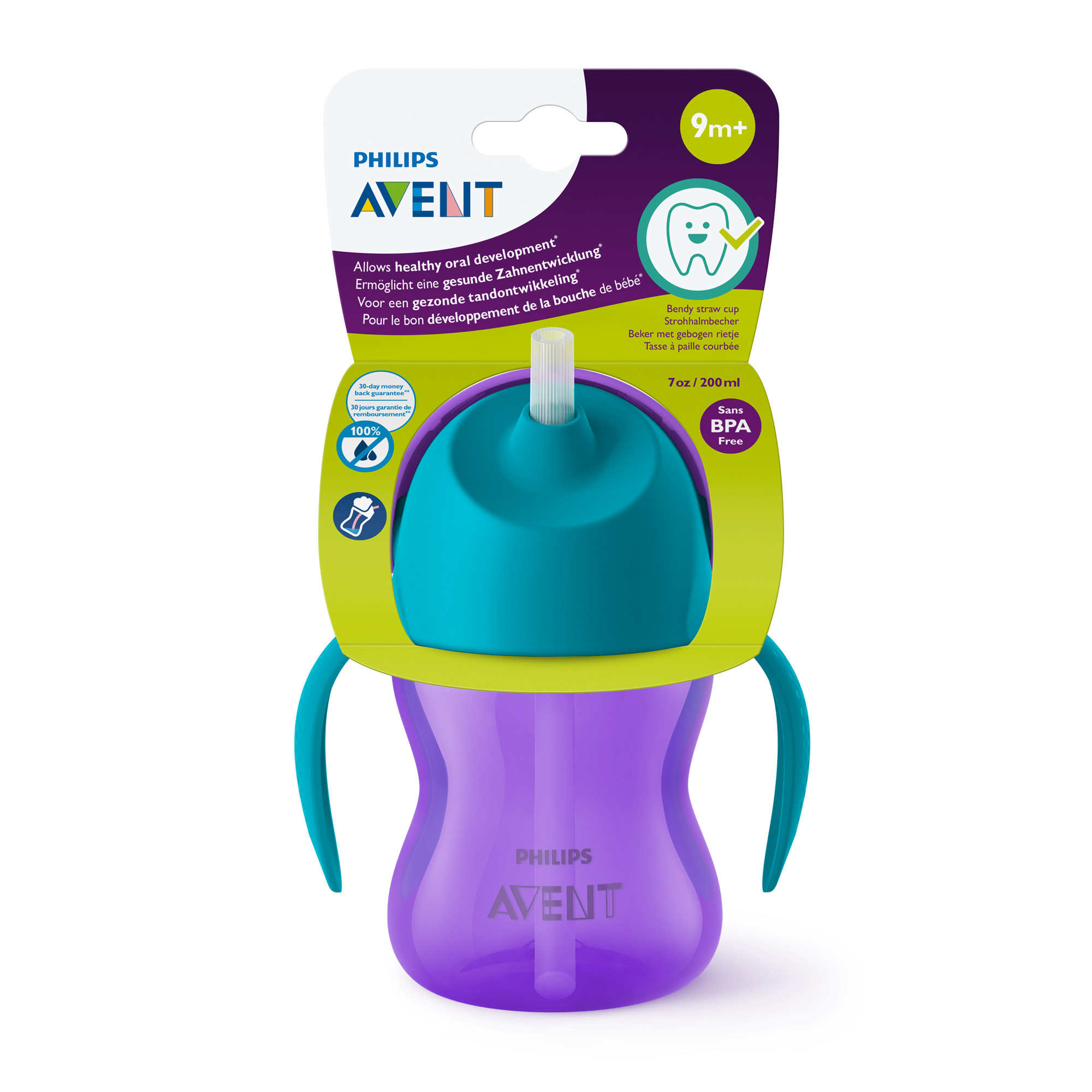 Avent Philips kubek z giętką słomką 200 ml dla dzieci 9m+ [SCF796/02] zdjęcie