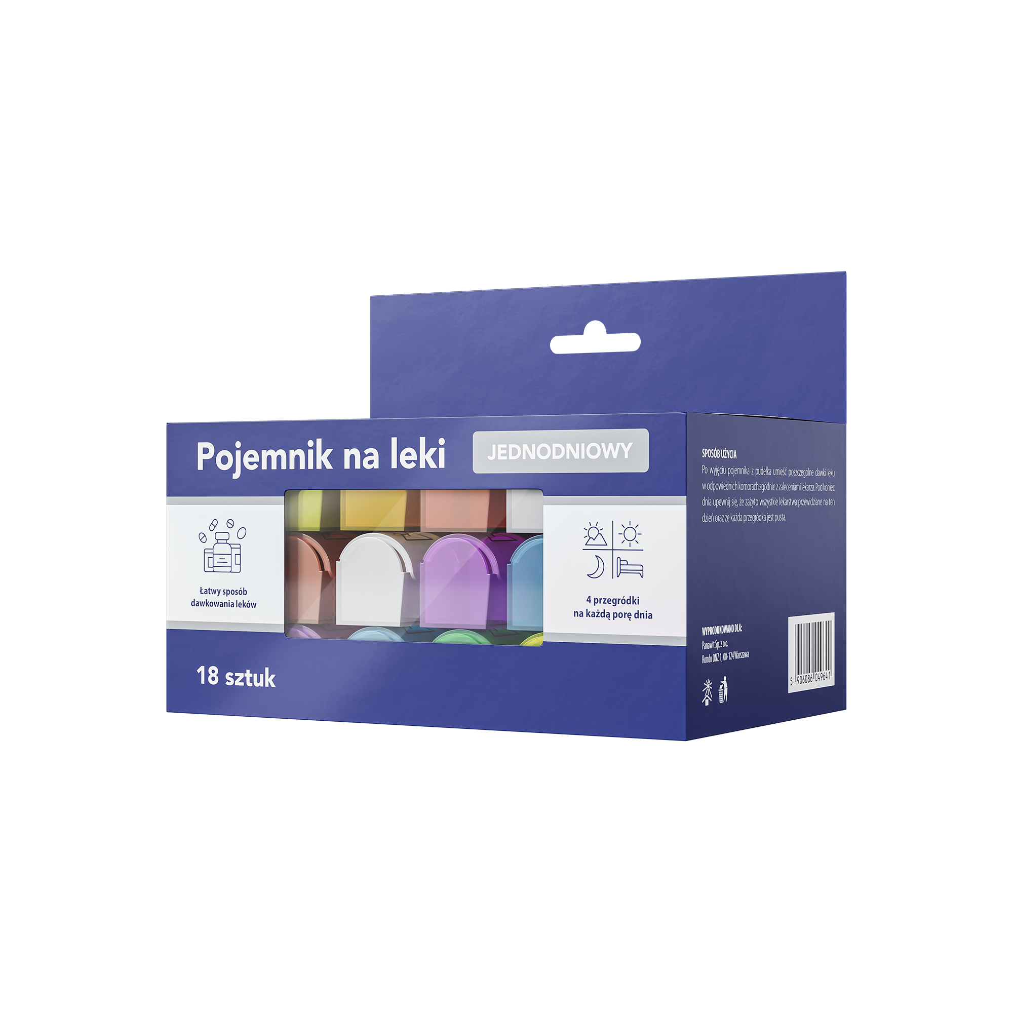 Panawit Pojemnik na leki jednodniowy box, 18 sztuk