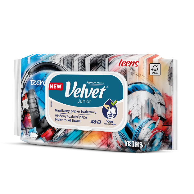 Velvet Junior, Nawilżany papier toaletowy, 42 sztuki zdjęcie