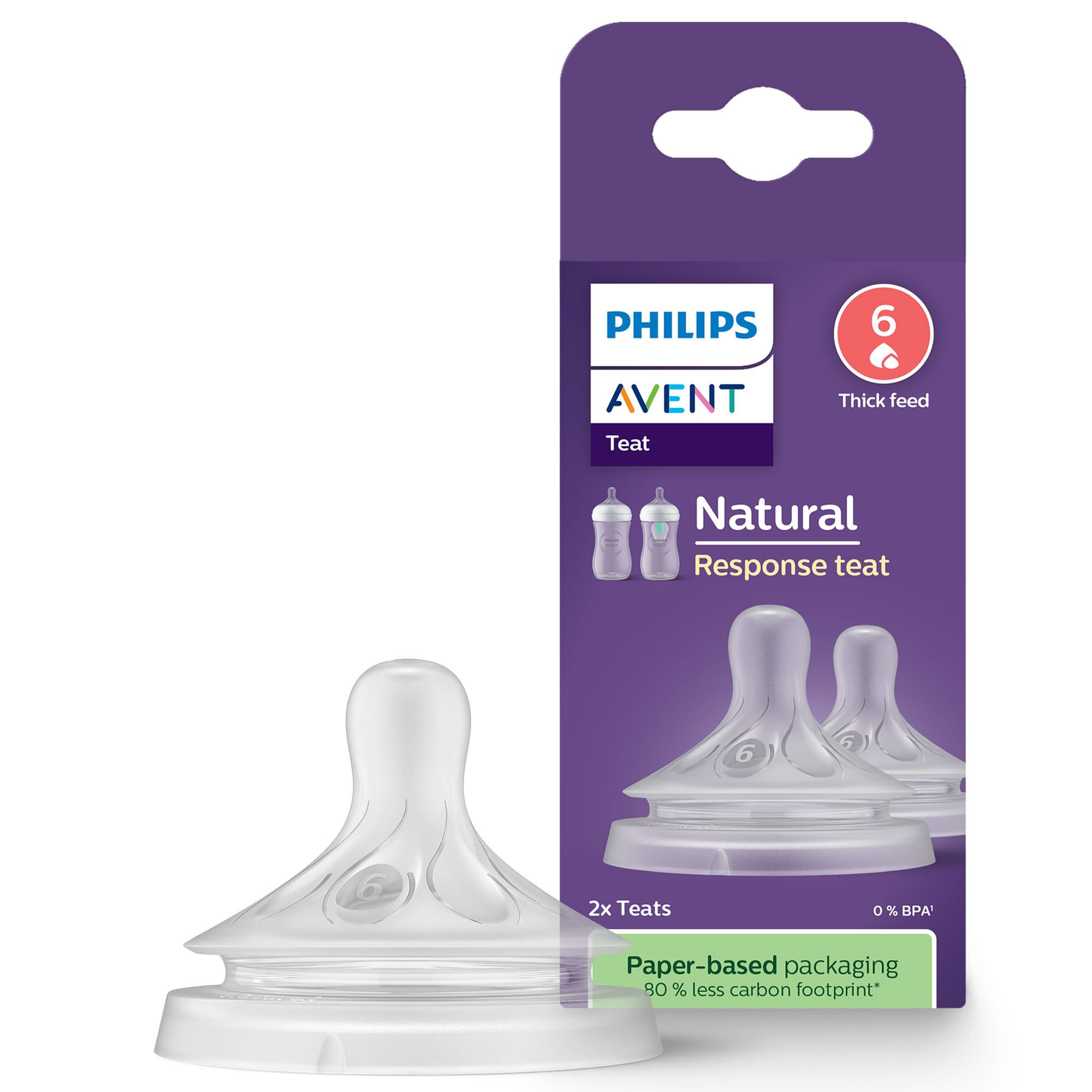 Avent Philips Natural Response Teat smoczek do gęstych pokarmów 6m+ 2 sztuki [SCY966/02] zdjęcie
