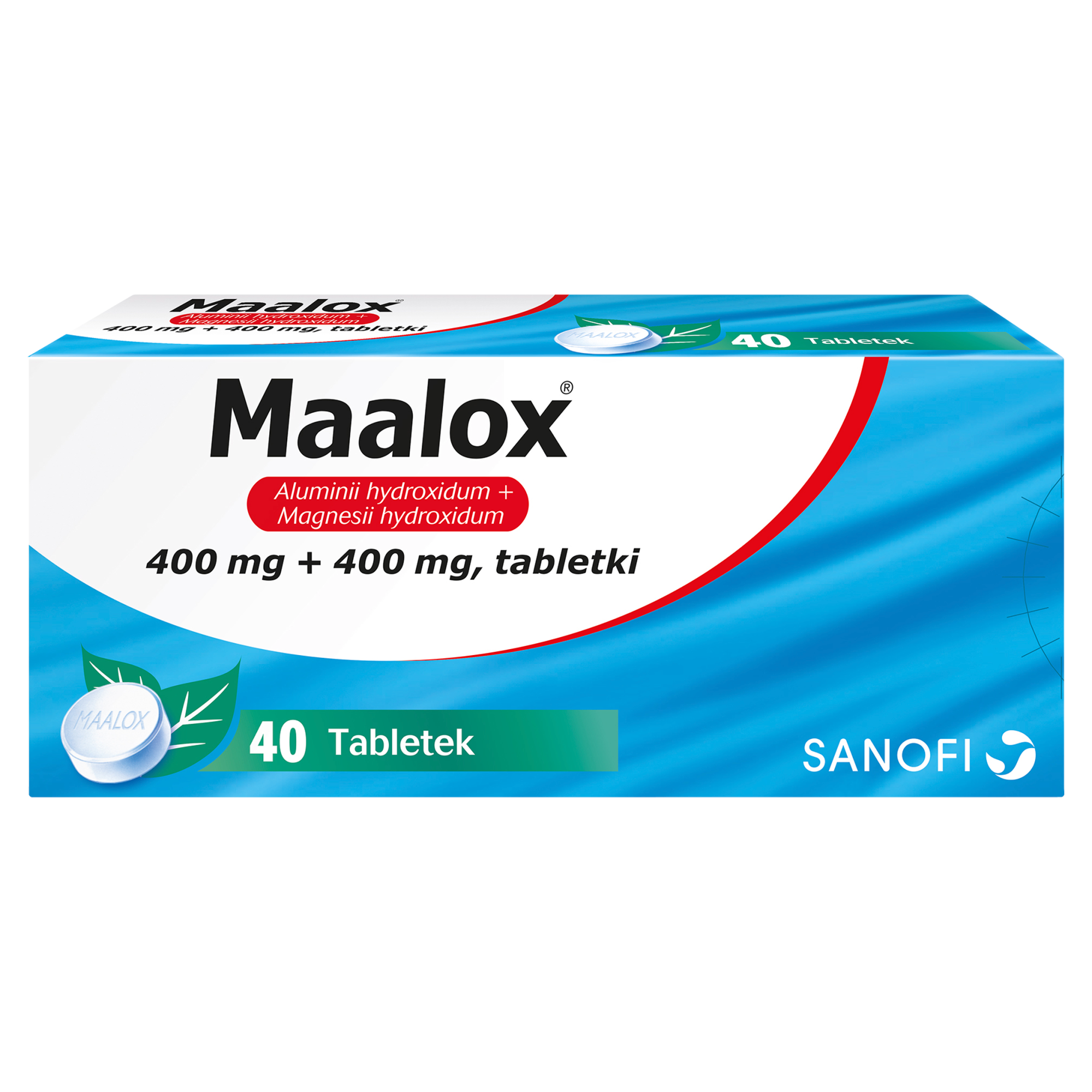 Maalox 400 mg + 400 mg, 40 tabletek do żucia lub ssania zdjęcie