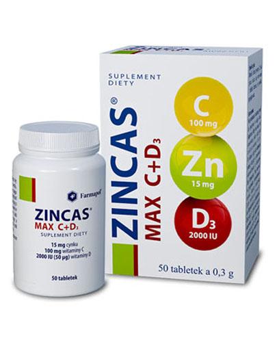 Zincas Max C + D3 - 50 tabl. - cena, opinie, dawkowanie zdjęcie