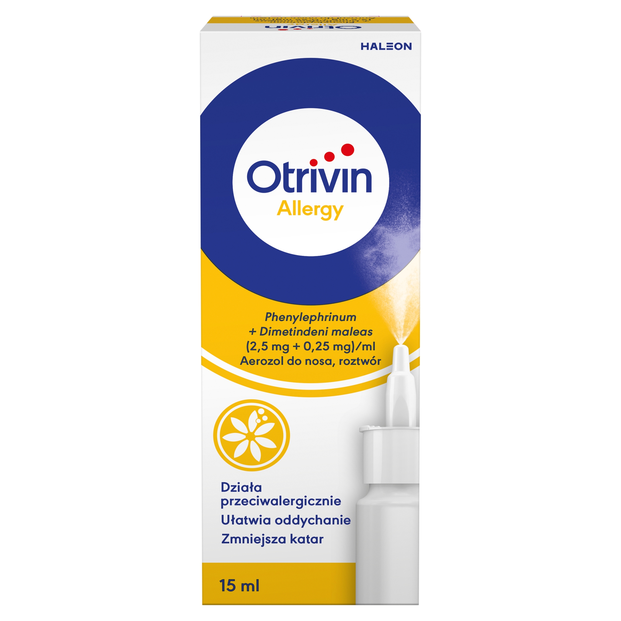 Otrivin Allergy, 2,5mg+0,25mg/ml, aerozol do nosa, 15 ml