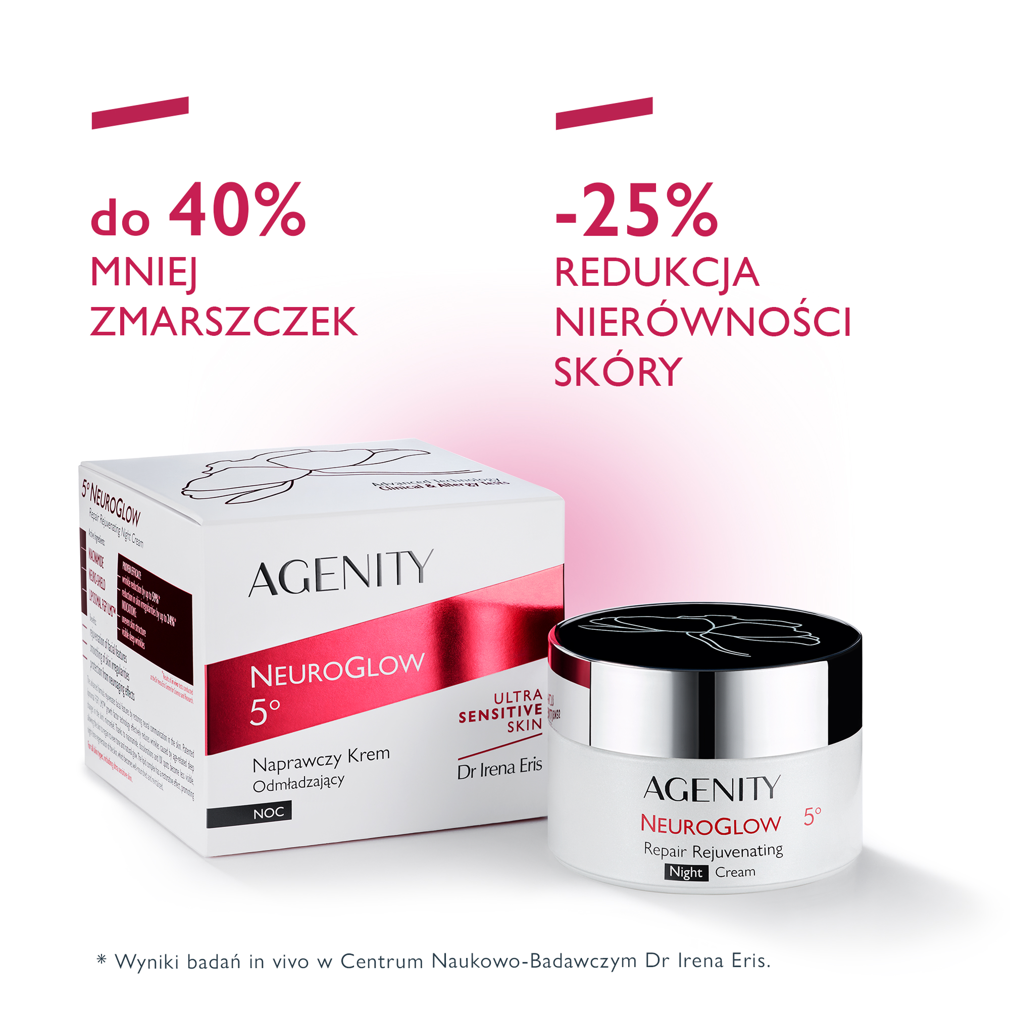 Agenity Neuroglow 5°, Krem odmładzający naprawczy na noc, 50 ml
