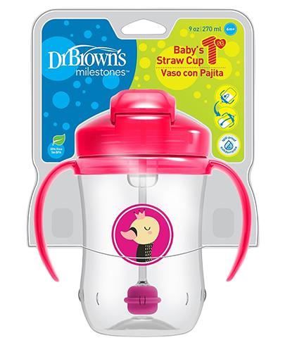 Dr Brown's Kubek Pierwsza Słomka różowy +6 miesięcy, 270 ml, cena, opinie, wskazania zdjęcie