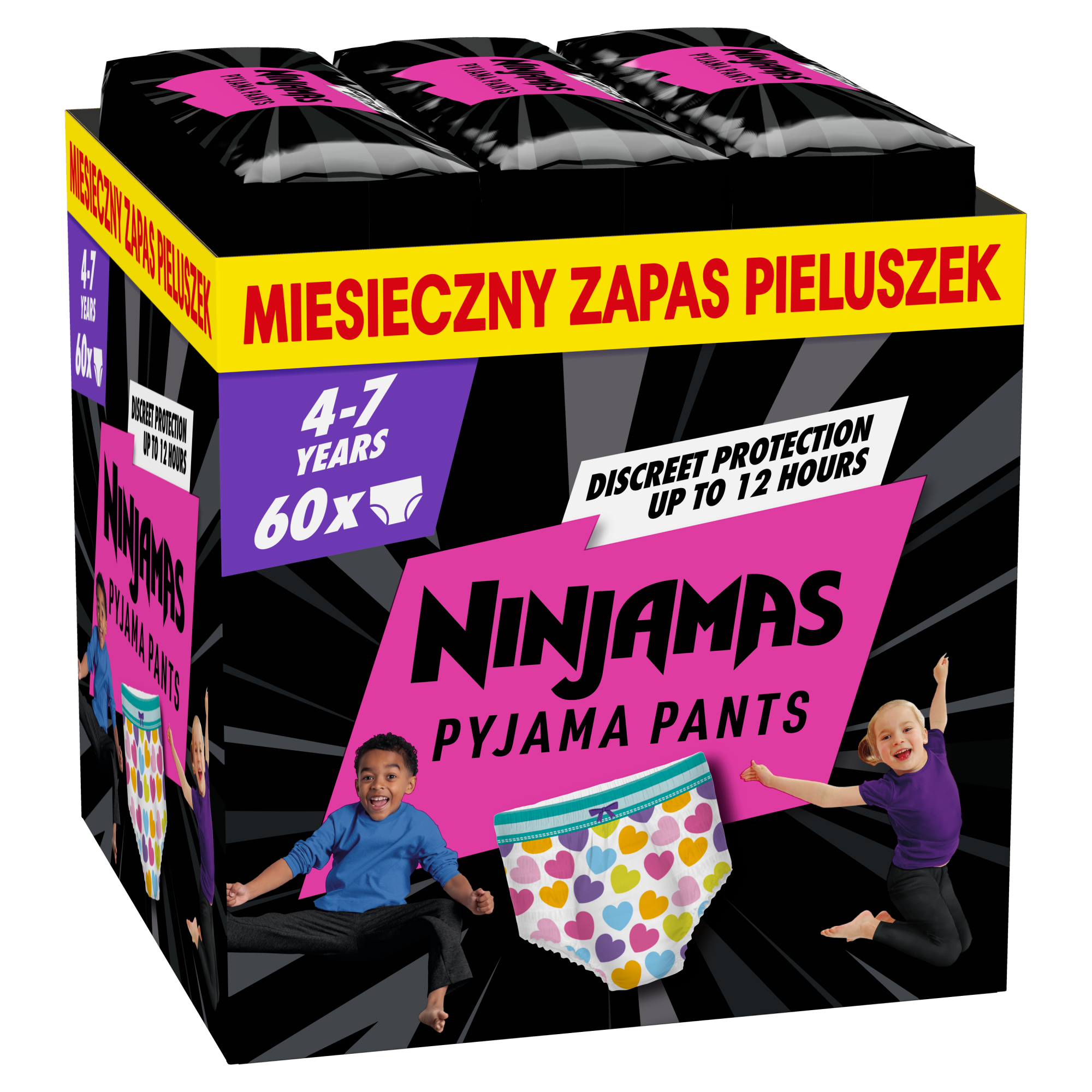 Pampers Ninjamas Dziewczynka Pieluchomajtki 4-7 lat, 60 sztuk zdjęcie