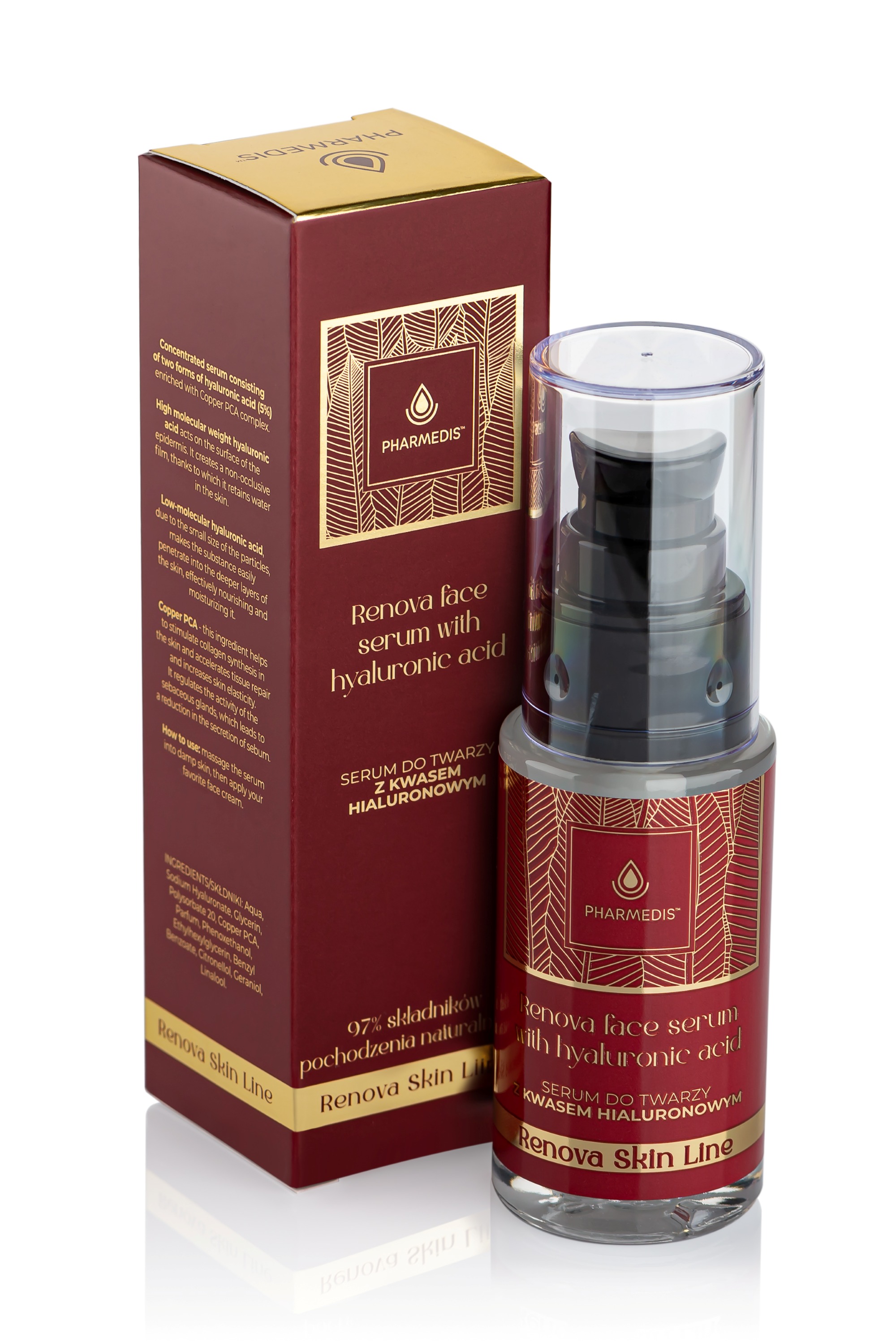 Pharmedis Renova Face Serum With Hyaluronic Acid, Serum do twarzy z kwasem hialuronowym, 30 ml zdjęcie