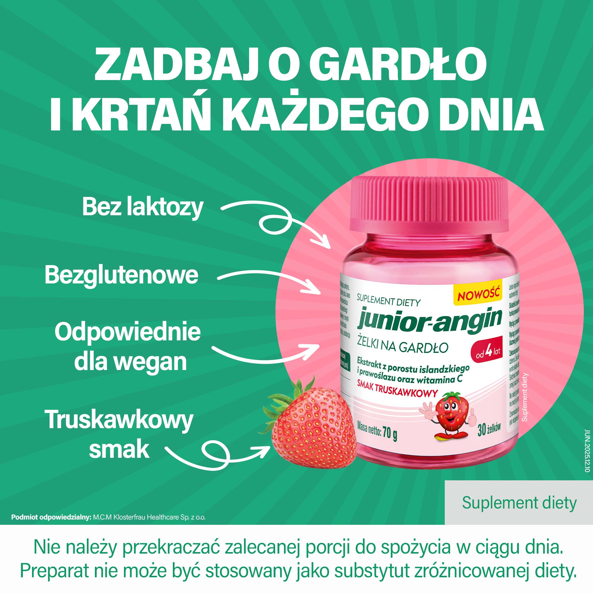 Junior-angin, żelki na gardło, 30 sztuk