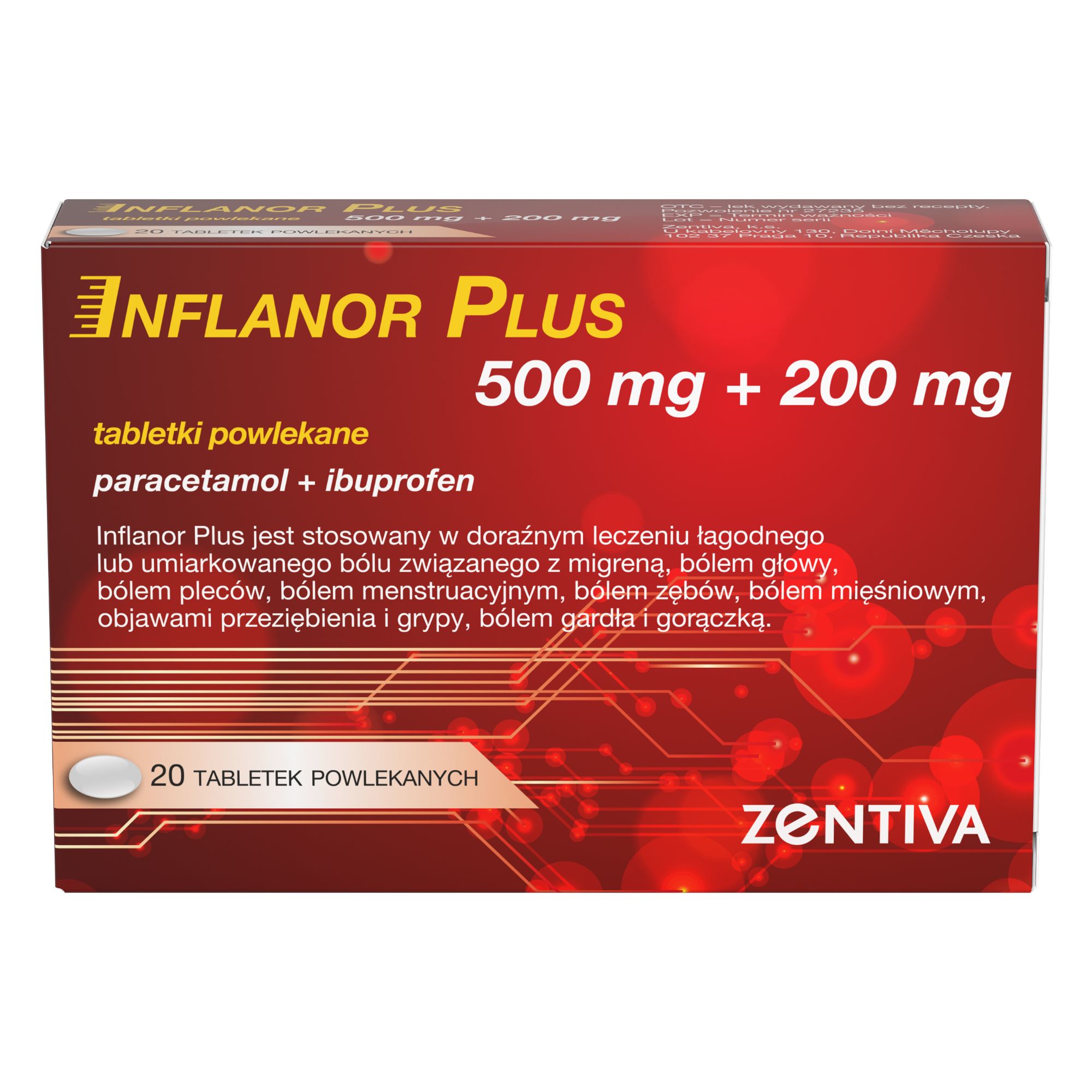 Inflanor Plus 500 mg + 200 mg, 20 tabletek zdjęcie