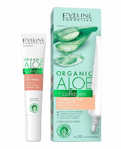 Eveline Cosmetics Organic Aloe + Collagen Płynne Płatki pod oczy redukujące cienie i opuchnięcia 4 w 1, 20 ml, cena, wskazania, właściwości zdjęcie