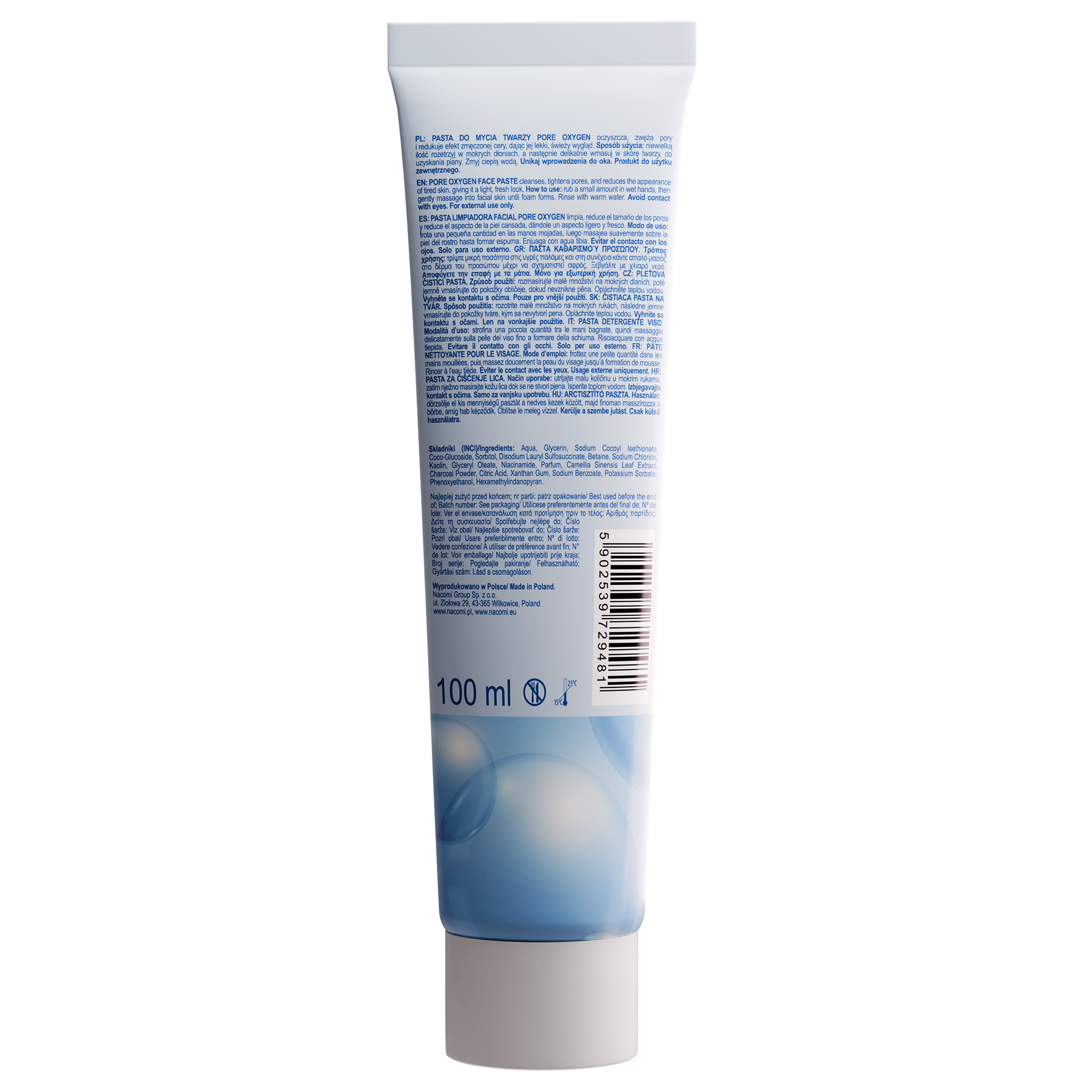 Nacomi Pasta do mycia twarzy Pore Oxygen, 100 ml