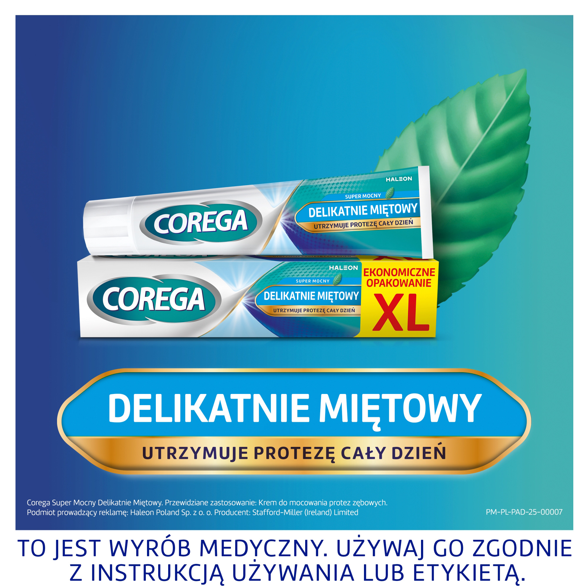 Corega Super Mocny, Delikatnie Miętowy, krem mocujący do protez zębowych, 70 g
