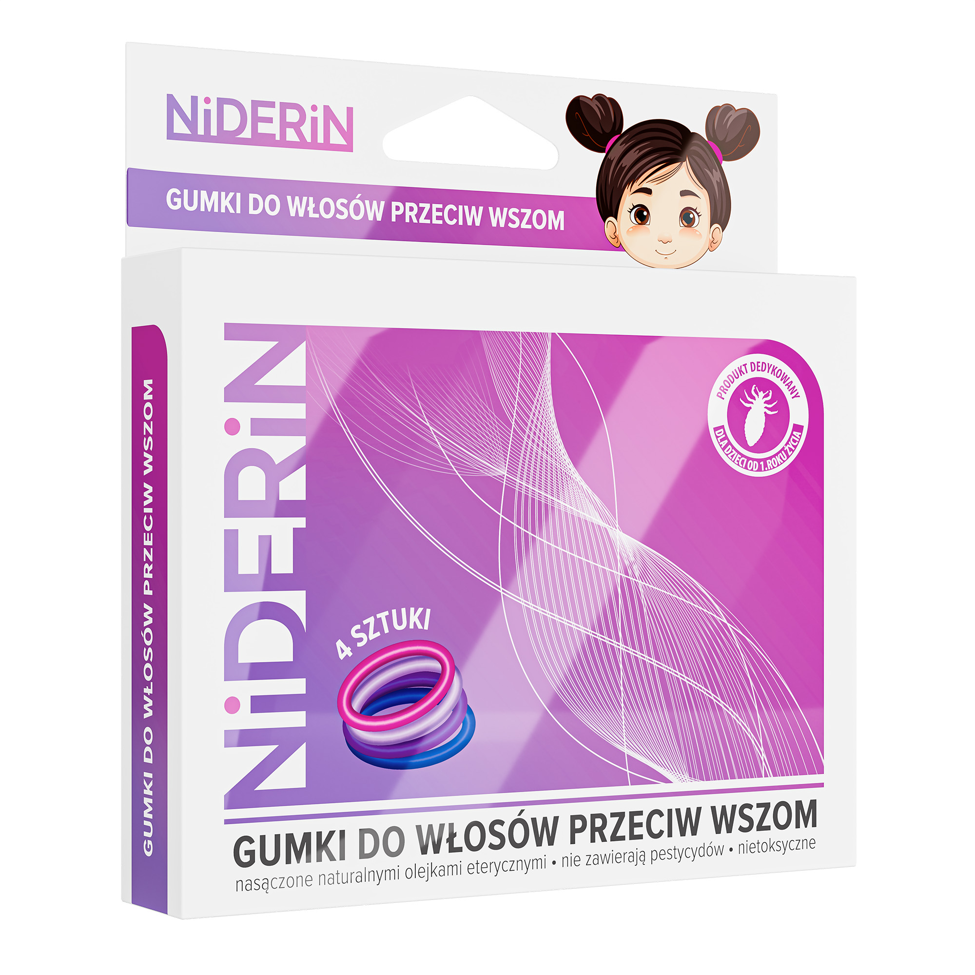 Niderin Gumki do włosów przeciw wszom, 4 sztuki