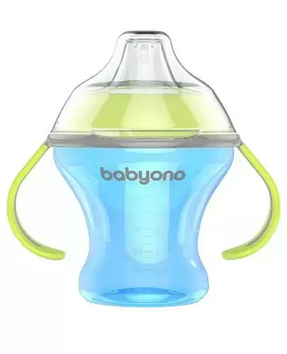 Babyono Natural Nursing Kubek niekapek z miękkim ustnikiem 3 m+ - 180 ml Do nauki picia z kubka - cena, opinie, stosowanie  zdjęcie