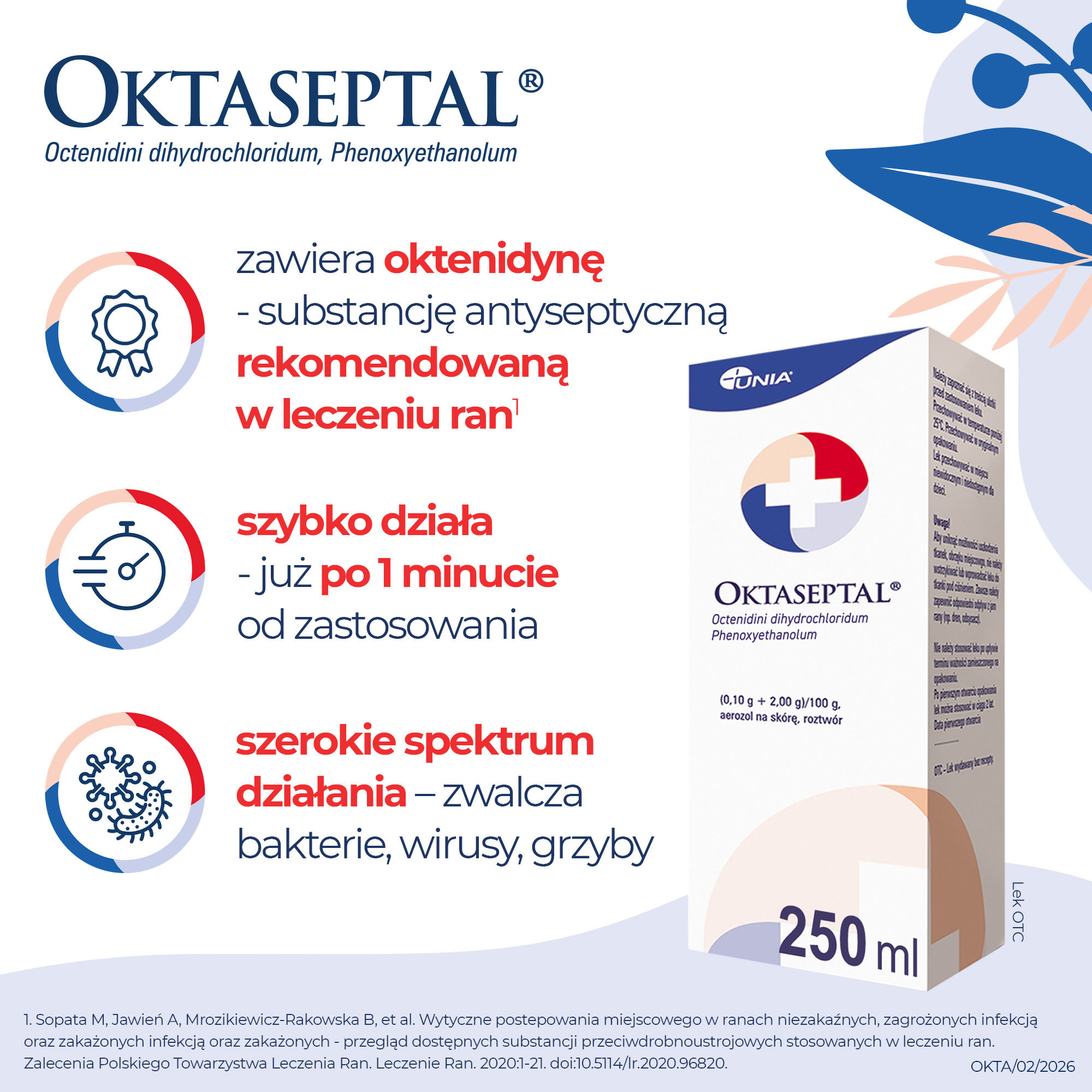 Oktaseptal aerozol na skórę, roztwór 250 ml