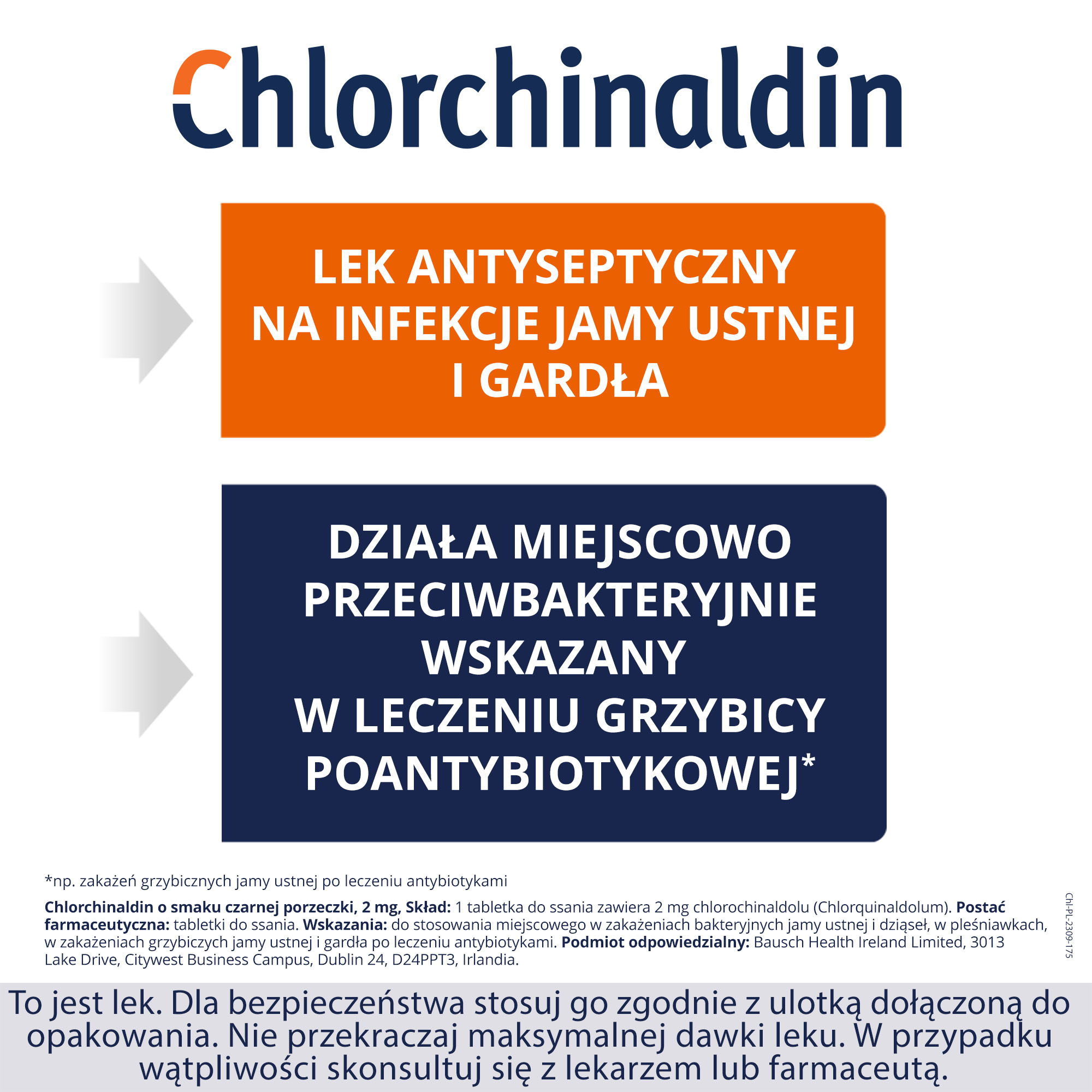 Chlorchinaldin 2mg o smaku czarnej porzeczki 40 tabletek do ssania