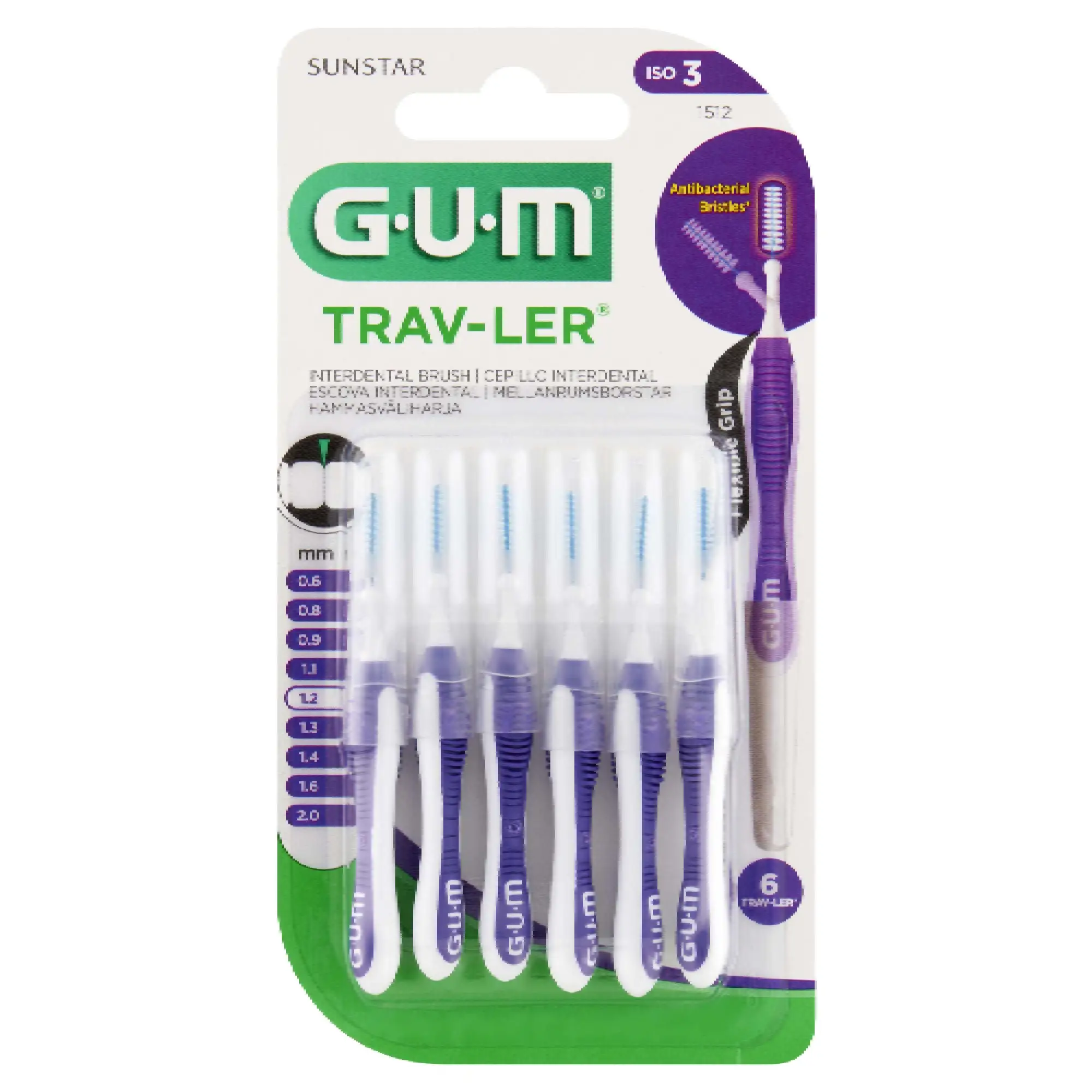 Sunstar Gum Trav-Ler, szczoteczki międzyzębowe fioletowe 1,2 mm, 6 sztuk zdjęcie