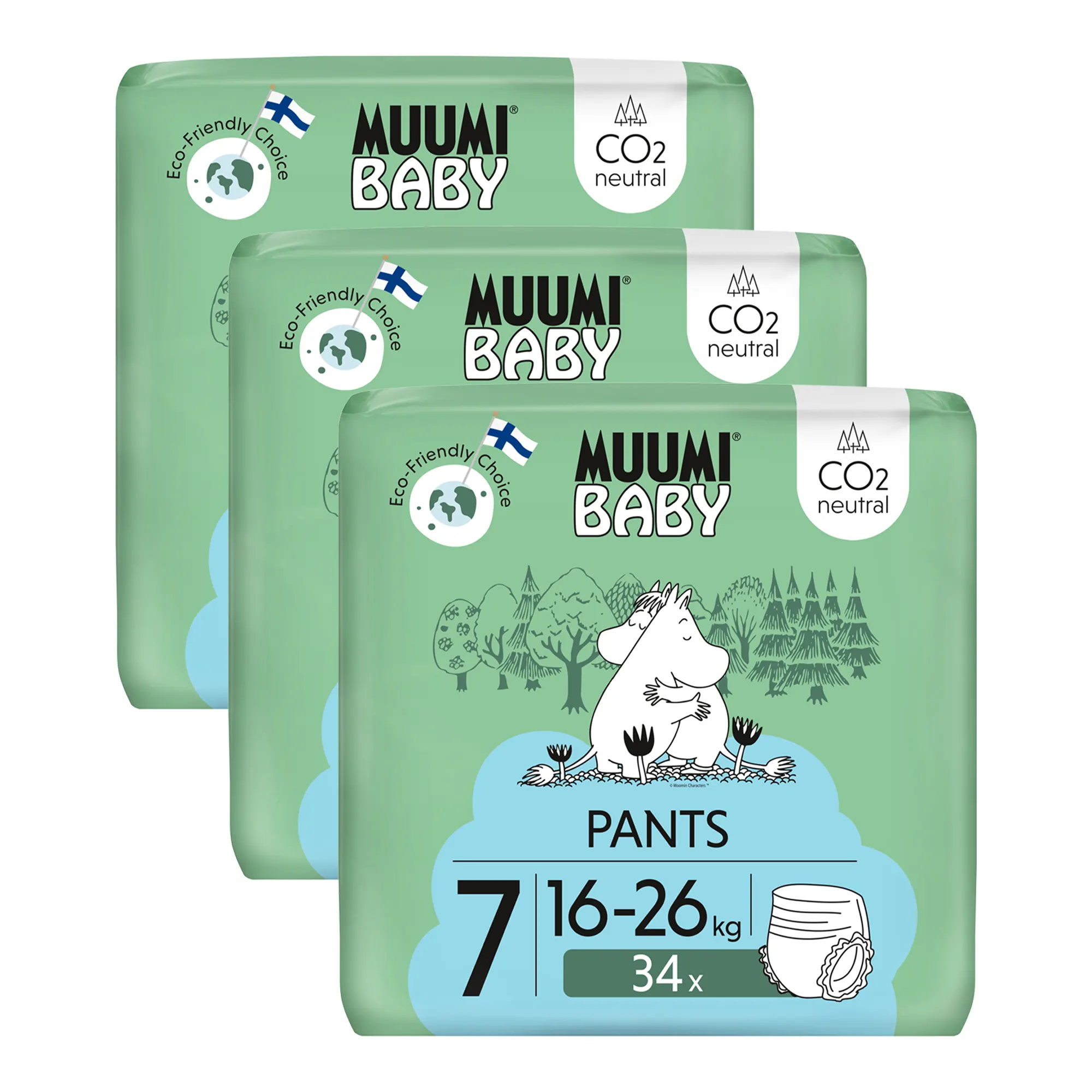 Muumi Baby Pants pieluchomajtki 7 XL 16-26 kg 102 sztuki zdjęcie