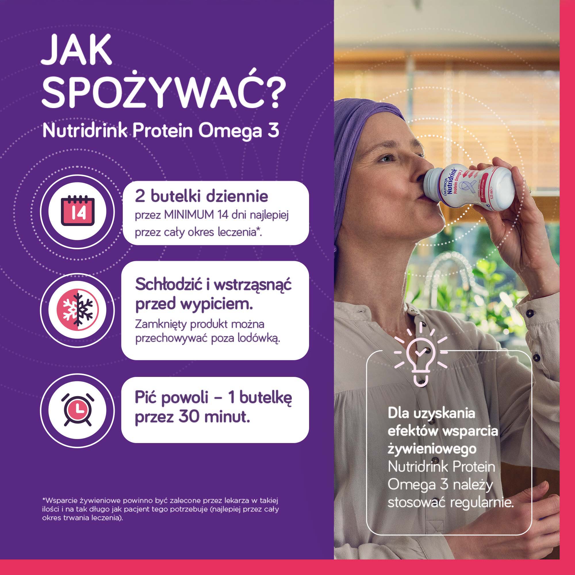 Nutridrink Protein Omega 3 smak truskawka-malina 4 x 125 ml