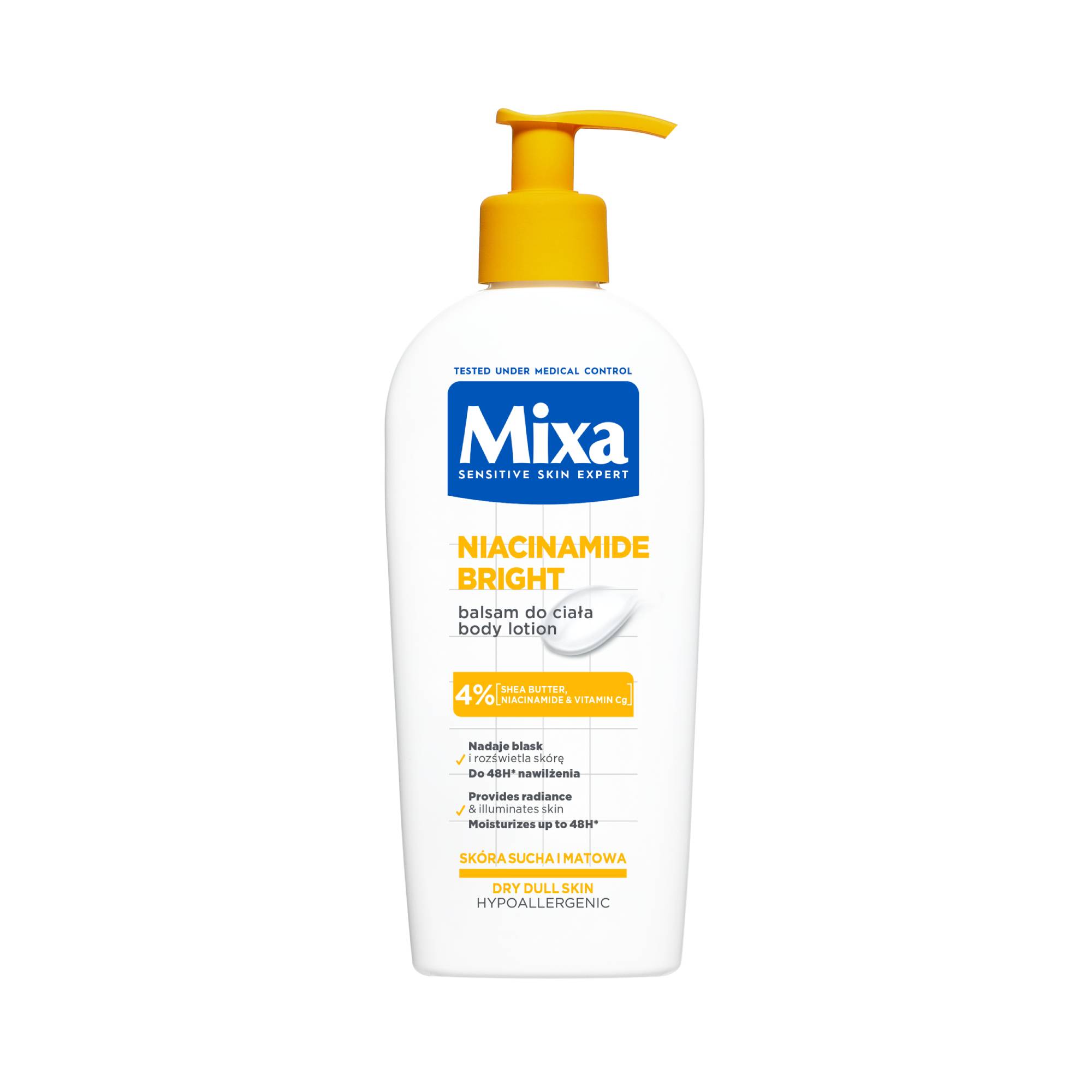 Mixa Niacinamide Bright Nawilżający i rozświetlający balsam do ciała, 250 ml zdjęcie