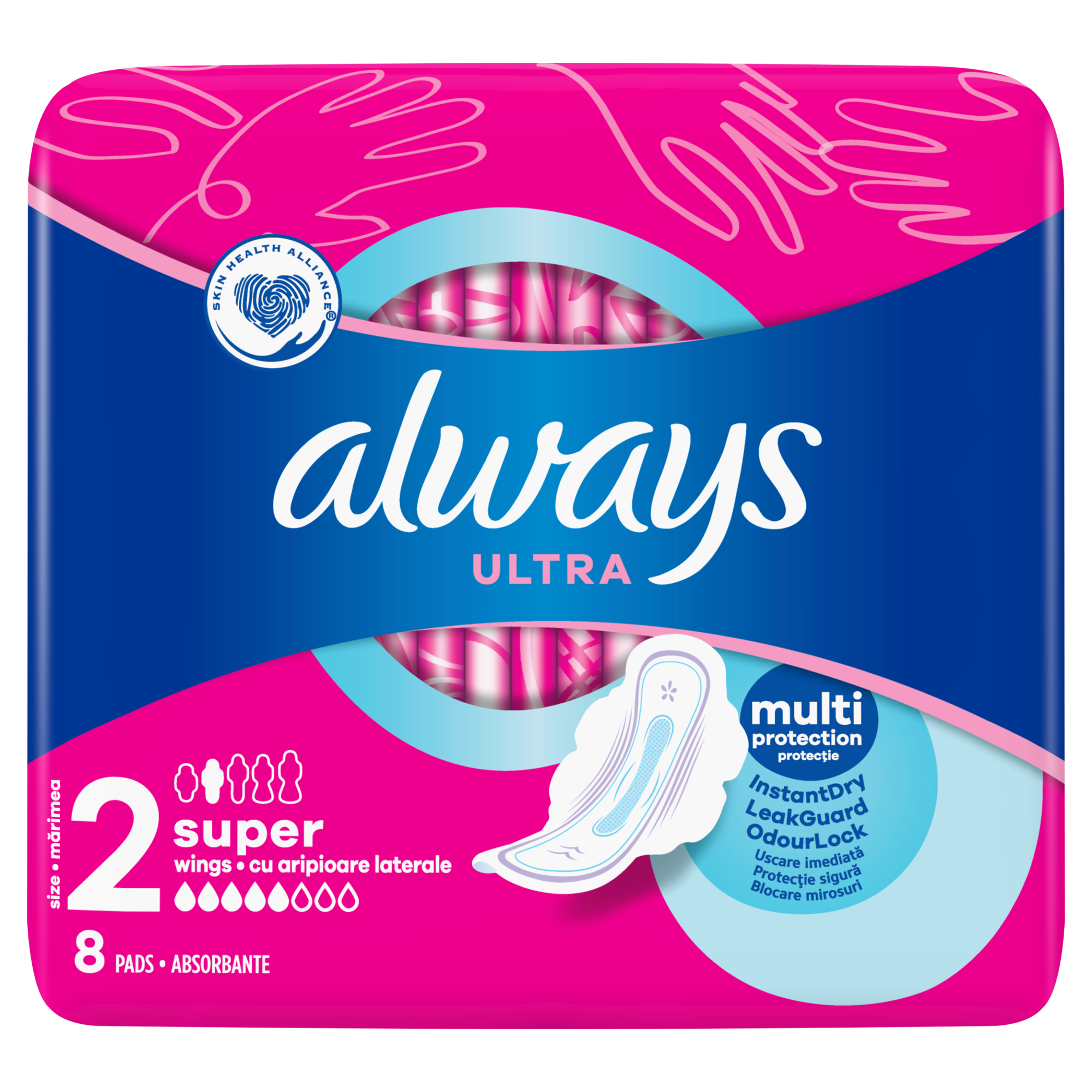 Always Ultra Super 2 Podpaski ze skrzydełkami, 8 sztuk zdjęcie