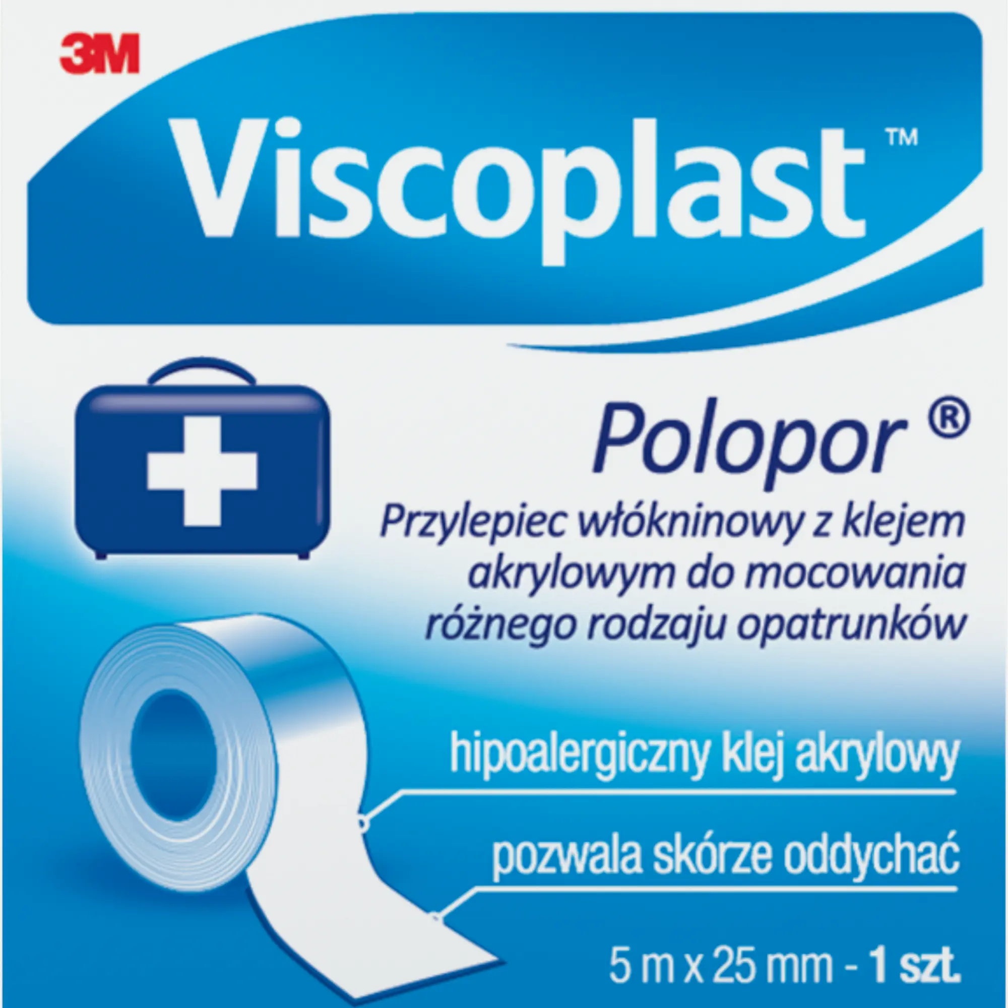 VIscoplast Pierwsza pomoc Polopor przylepiec włókninowy  5m x 25mm 1 sztuka