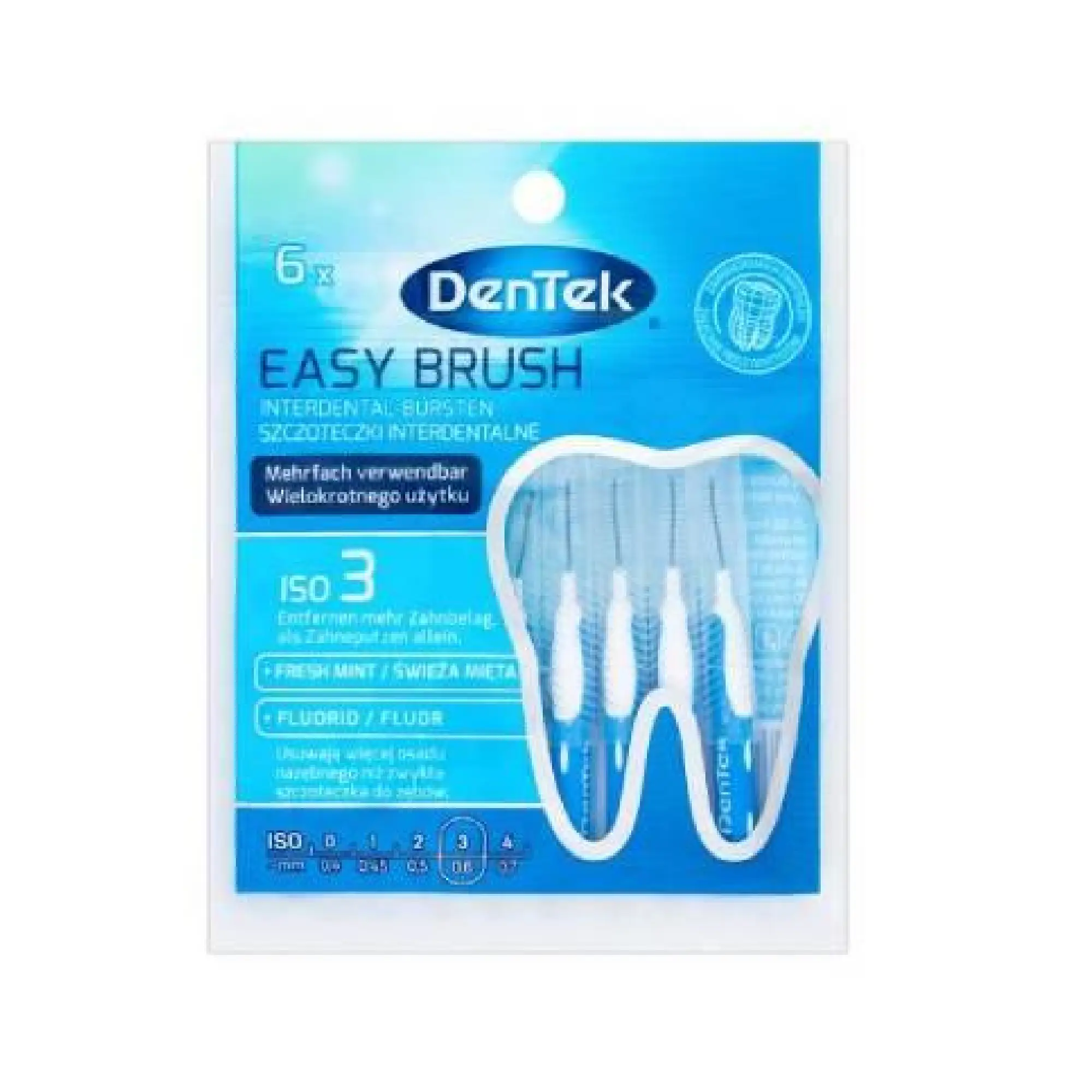 Dentek, Easy Brush, szczoteczki międzyzębowe, rozmiar 3 (0,6 mm), 6 sztuk zdjęcie