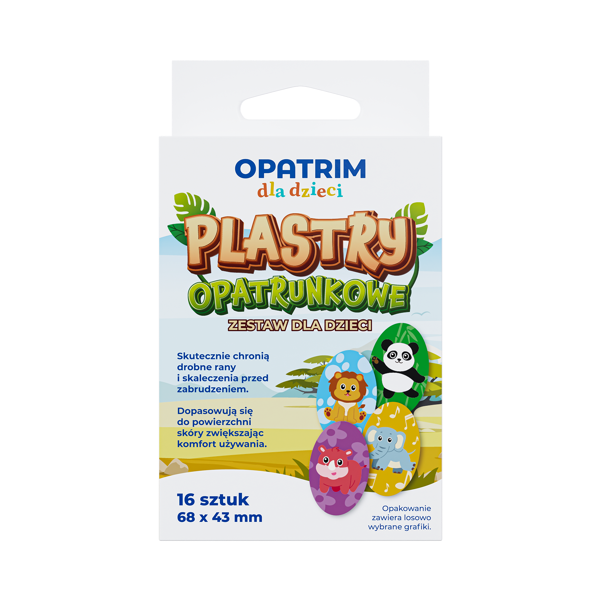 Plastry opatrunkowe zestaw dla dzieci, 68 x 43 mm, 16 sztuk