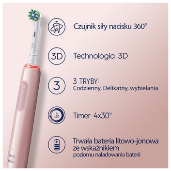Oral-B Pro Series 3 różowa Szczoteczka elektryczna, 1 sztuka