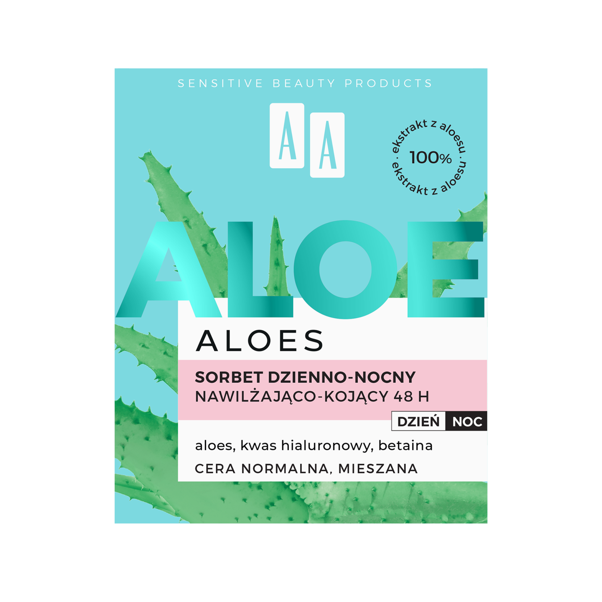 AA Aloes 100% Aloe Vera Extract sorbet dzienno-nocny 48h nawilżająco-kojący, 50 ml zdjęcie