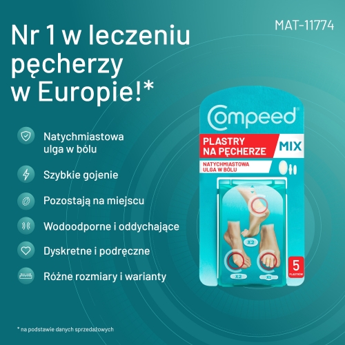 COMPEED Plastry na pęcherze o różnej wielkości, 5 sztuk