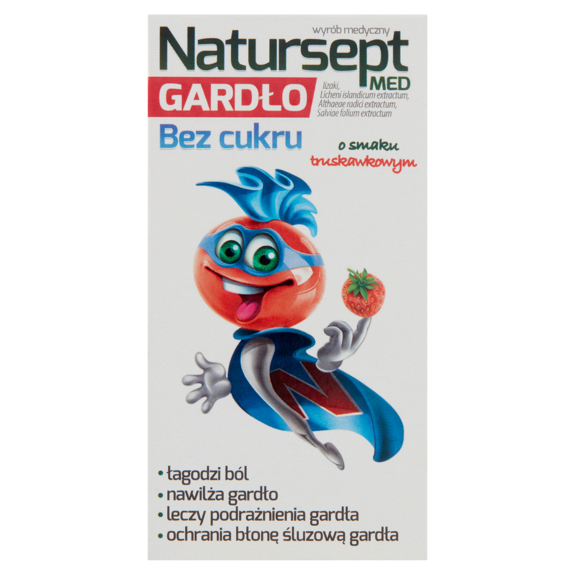 Natursept Med Gardło Lizaki bez cukru o smaku truskawkowym - 6 szt. - cena, opinie, właściwości zdjęcie